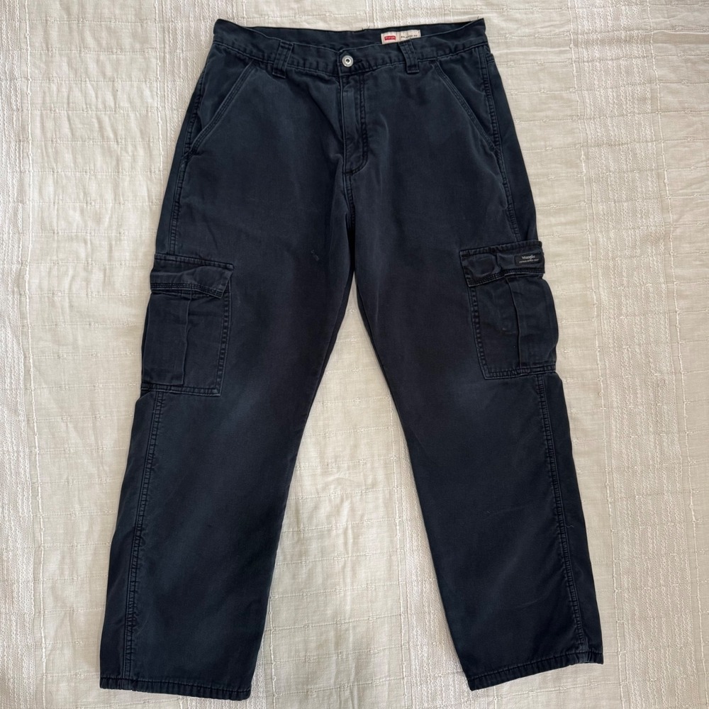 Wrangler Mens Fleece Lined Cargo Pants Black Relaxed Fit Utility‎ Workwear 32x27